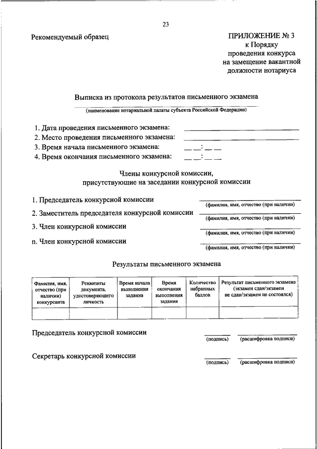 Протокол конкурсной комиссии на замещение вакантной должности образец